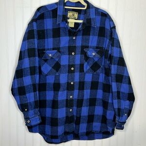 - Field & Stream Heavyweight Blue Plaid Flannel Shirt Size 2XL